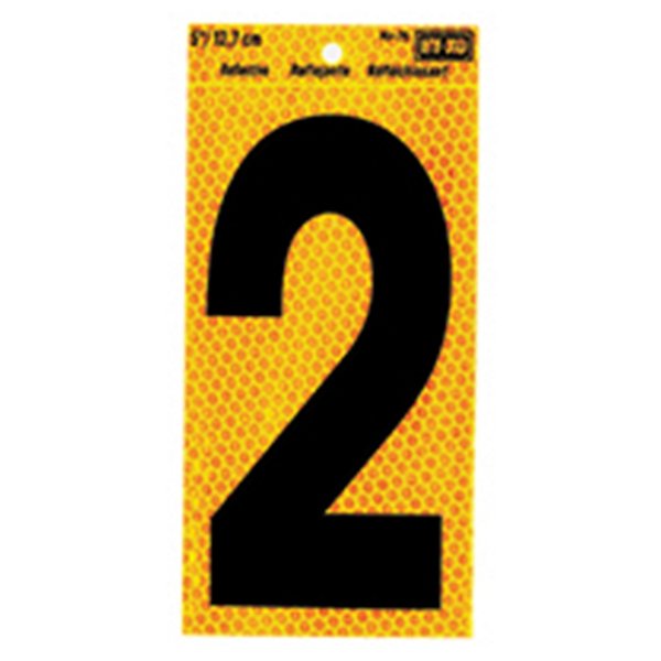 Hy-Ko 5In Yellow Reflective Number 2, 10PK B00752